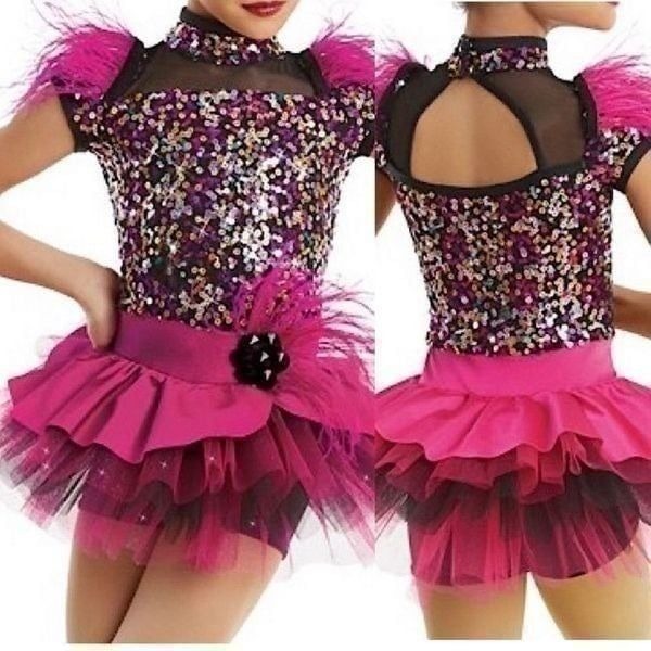 WEISSMAN Dance Costume ONE WAY OR ANOTHER 11477 sequin feather Child MC