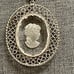 Whiting Davis Silver Tone Large Cameo Vintage Necklace