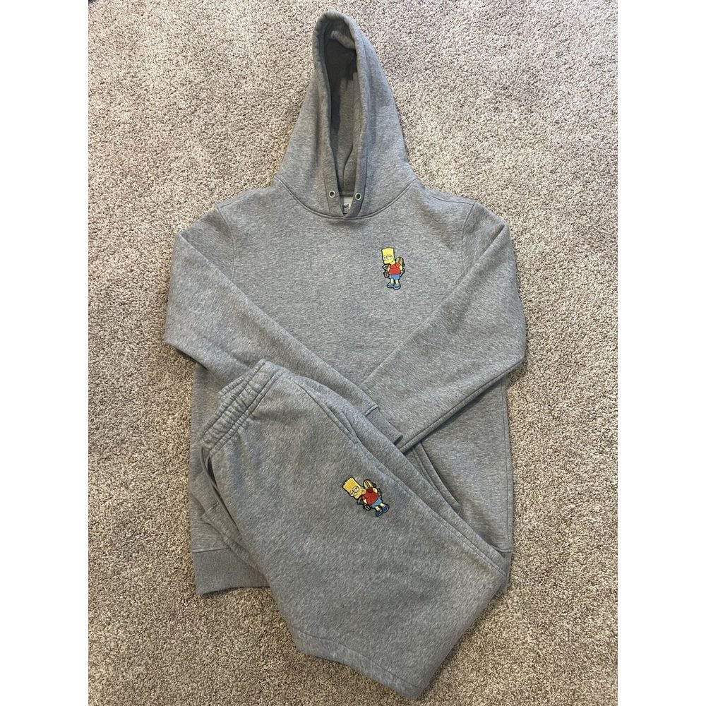 The Simpson's 20th Television BART Simpson Hoodie Joggers Sweatsuit L & XL Gray
