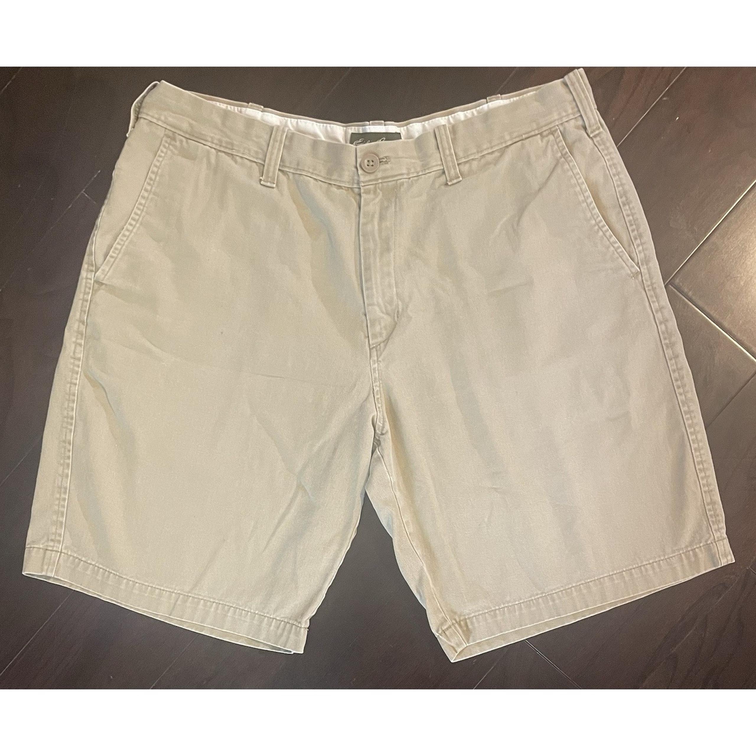 Eddie Bauer Men's Chino Shorts Size 36 Beige Khaki 100% Cotton Preppy Casual