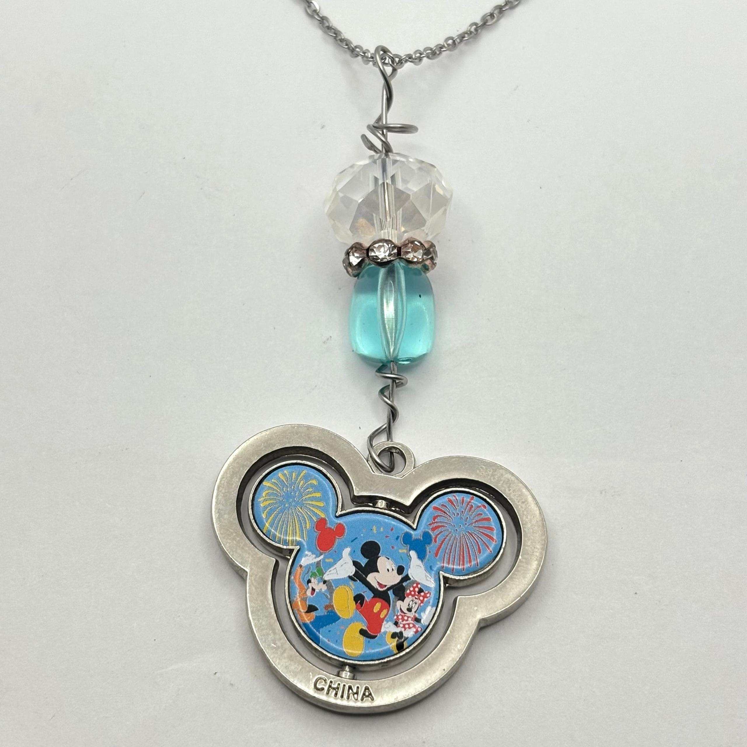 Y2K Silver & Blue Disney Necklace