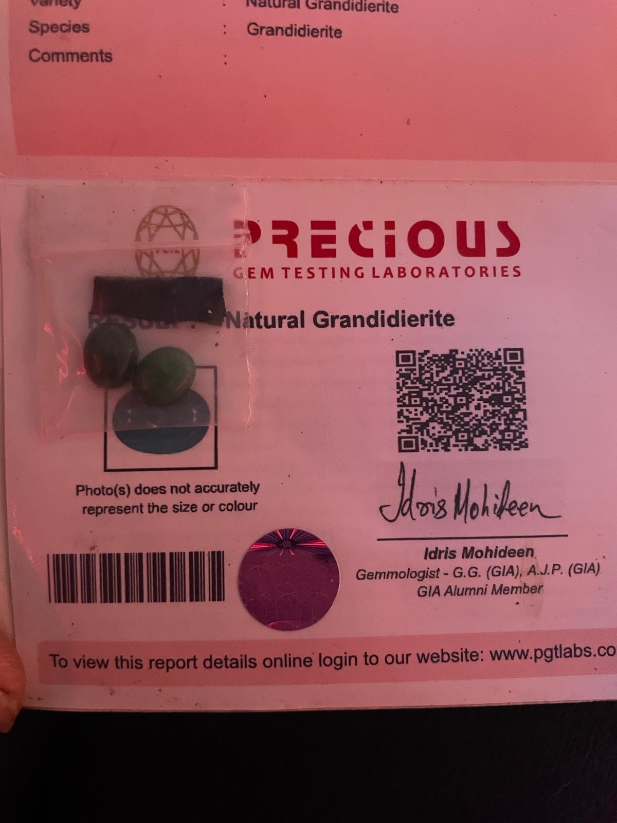 Natural grandidierite