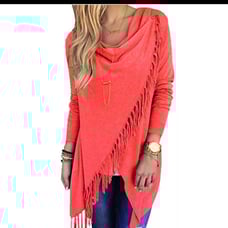 Tassel Knit Crossover Sweater