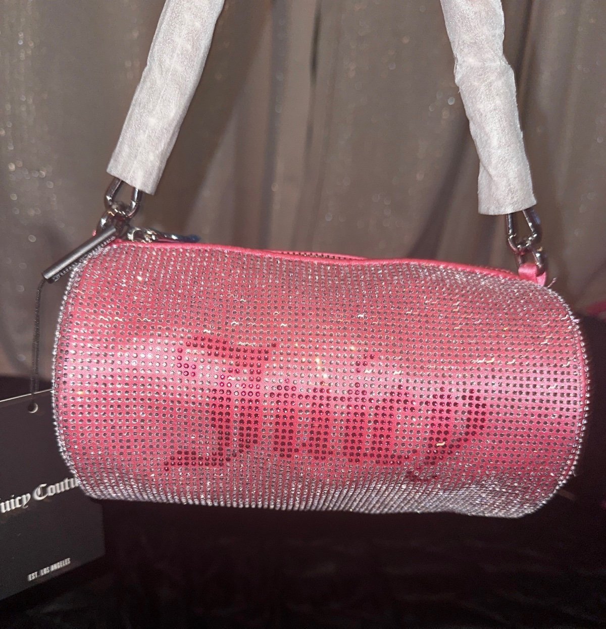 Juicy Couture UK exclusive pink sparkle barrel bag