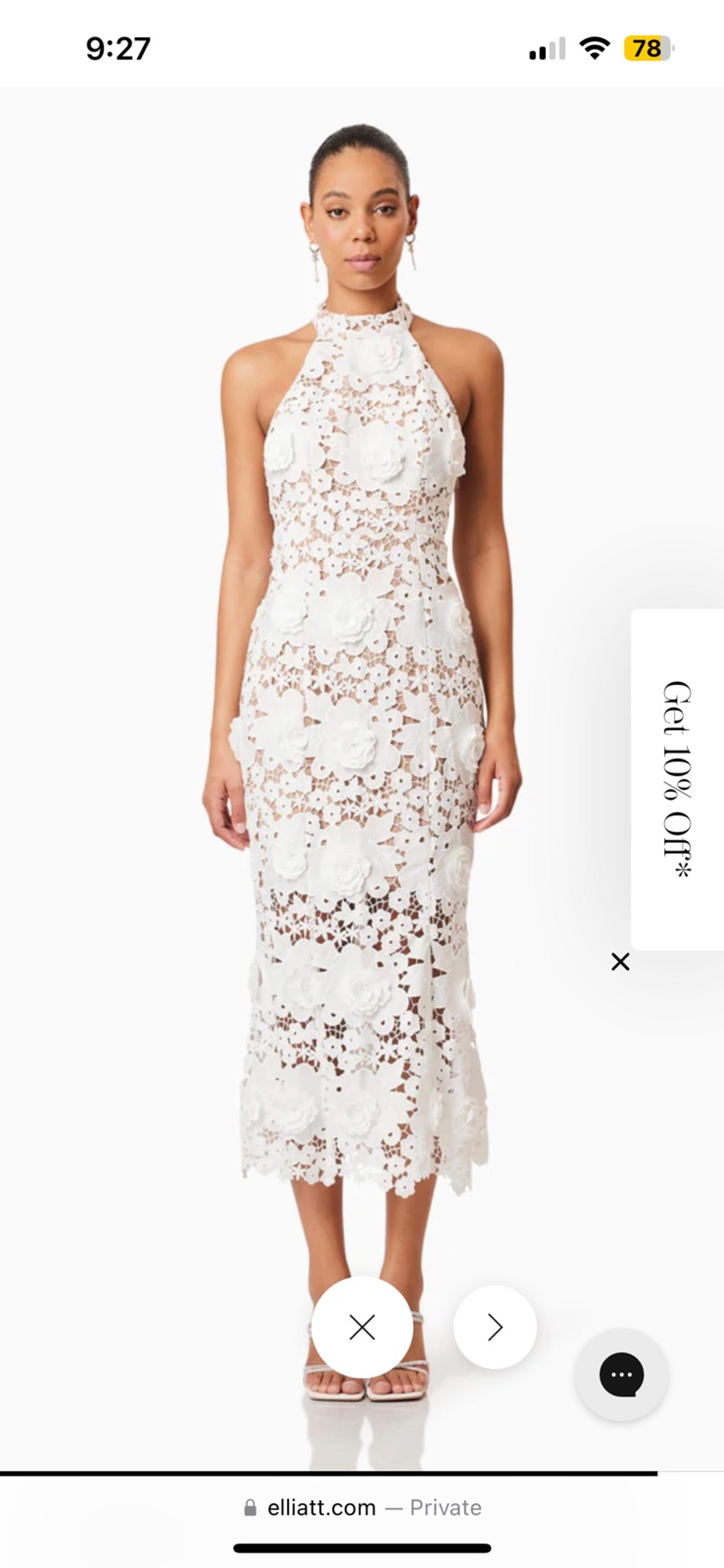 Elliatt Daffodil Halter Lace Cocktail Midi Dress In White