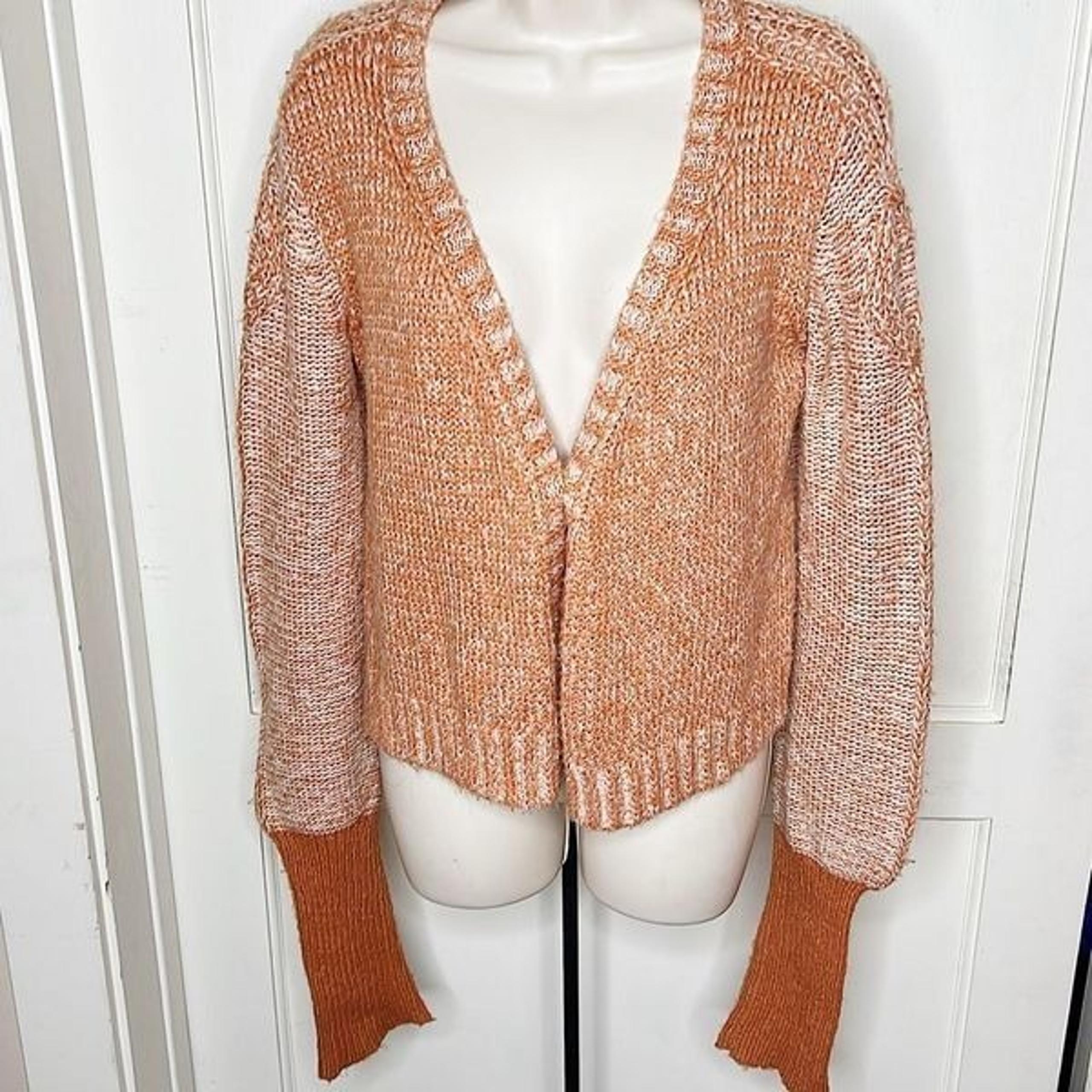 Wooden Ships Paola Buendia Mohair/Wool Cardigan Sweater Orange Sm/Med