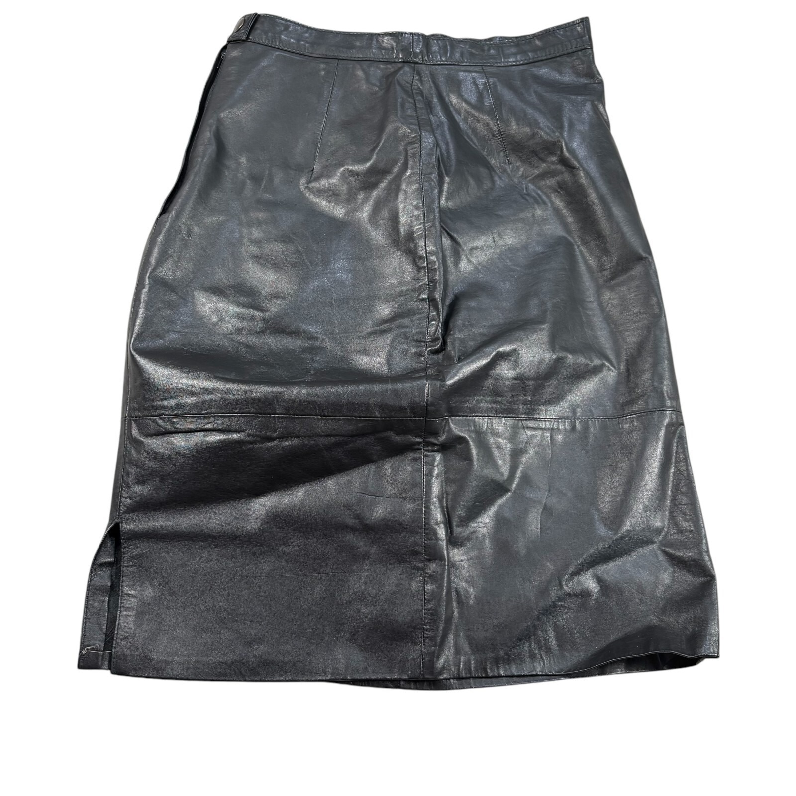 Vintage 90s Unbranded Womens Black Old Money Genuine Leather Tibor Skirt