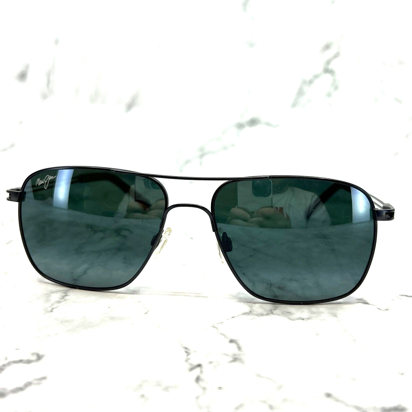 Maui Jim Haleiwa MJ328-02D Aviator Sunglasses Black metal titanium 56-16-140 mm