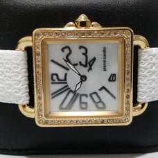 Pierre Cardin 28mm Square YellowGold Plated Arabic# Crystal Bezel Quartz NEW