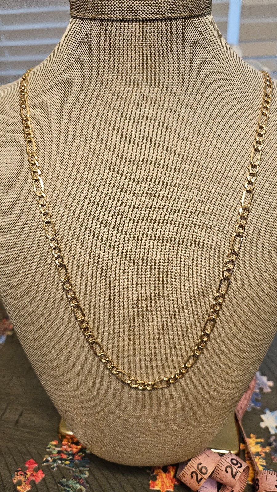 14k solid gold Figaro chain necklace over 8 grams new
