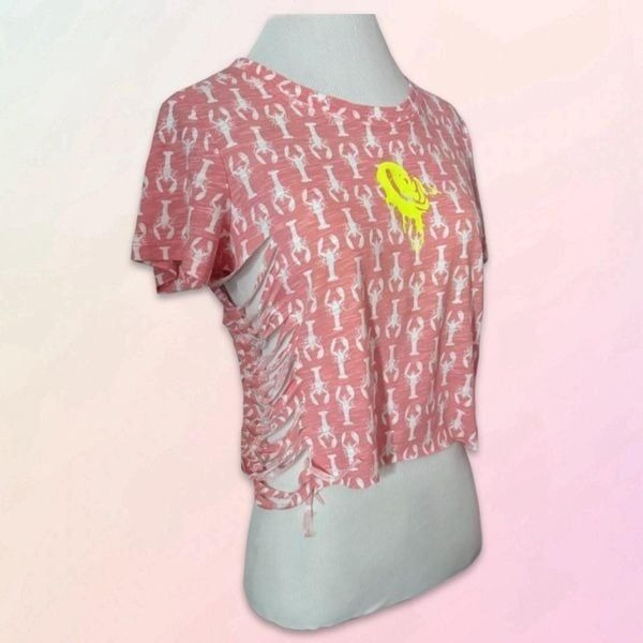 AERO, Reworked, Coral, Lobster Graphic, Cropped Baby Tee