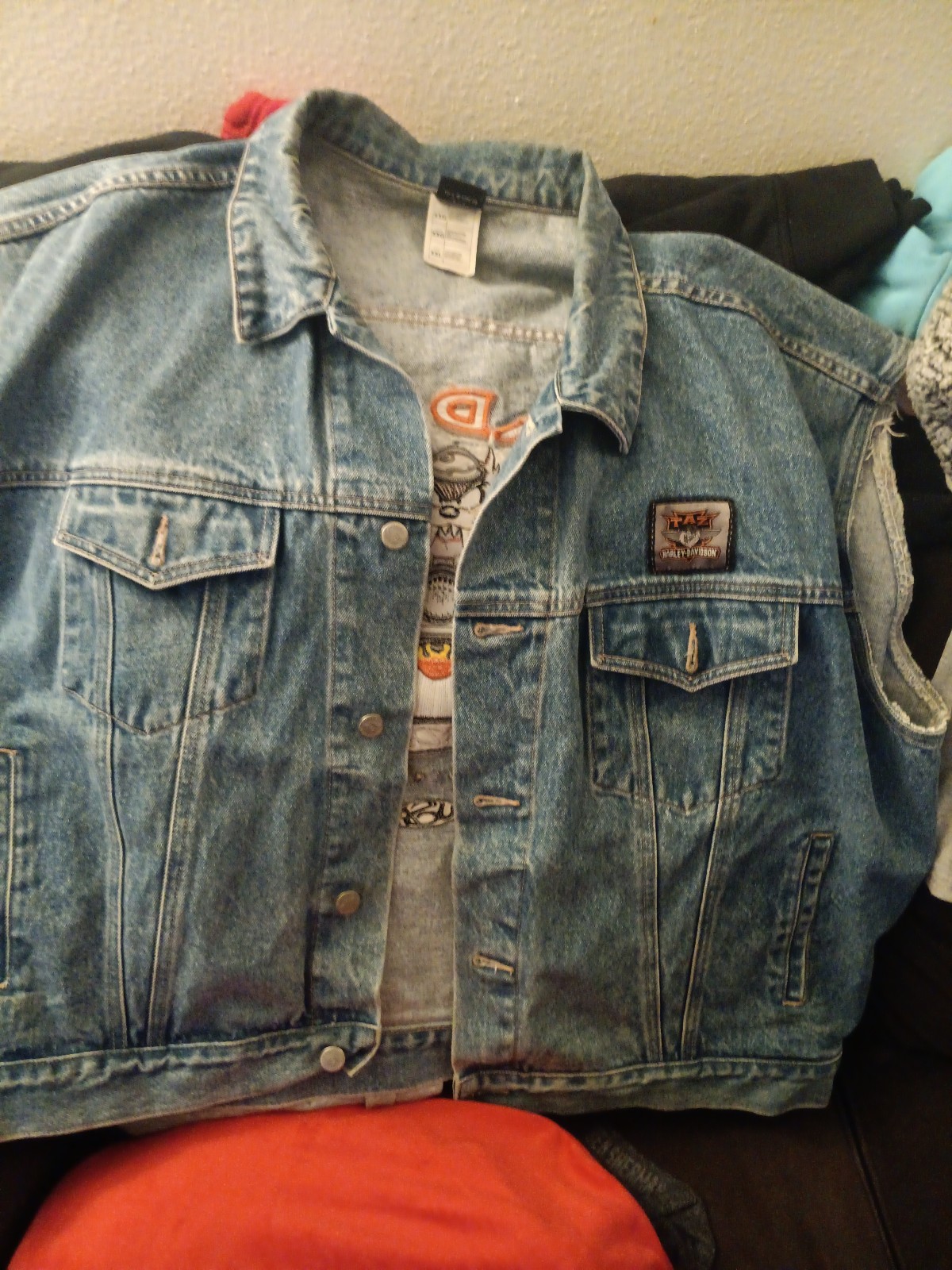 Warner bro harley davison Jean vest