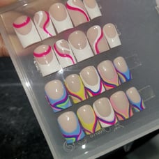 BUNDLE Acrylic French Tip Swirl Press on Nails