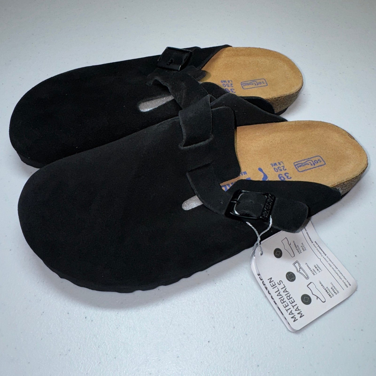 Birkenstock Boston Clog Black Suede Soft Footbed Women’s 8-8.5 US 39 EU