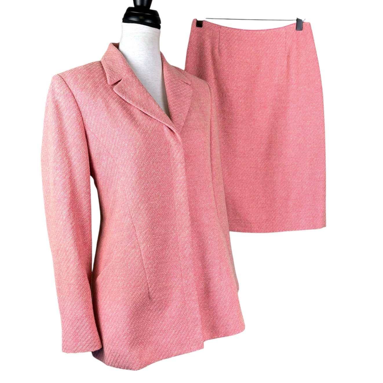 Dana Buchman Vintage Pink Tweed Blazer Pencil Skirt Suit 2 Piece Set