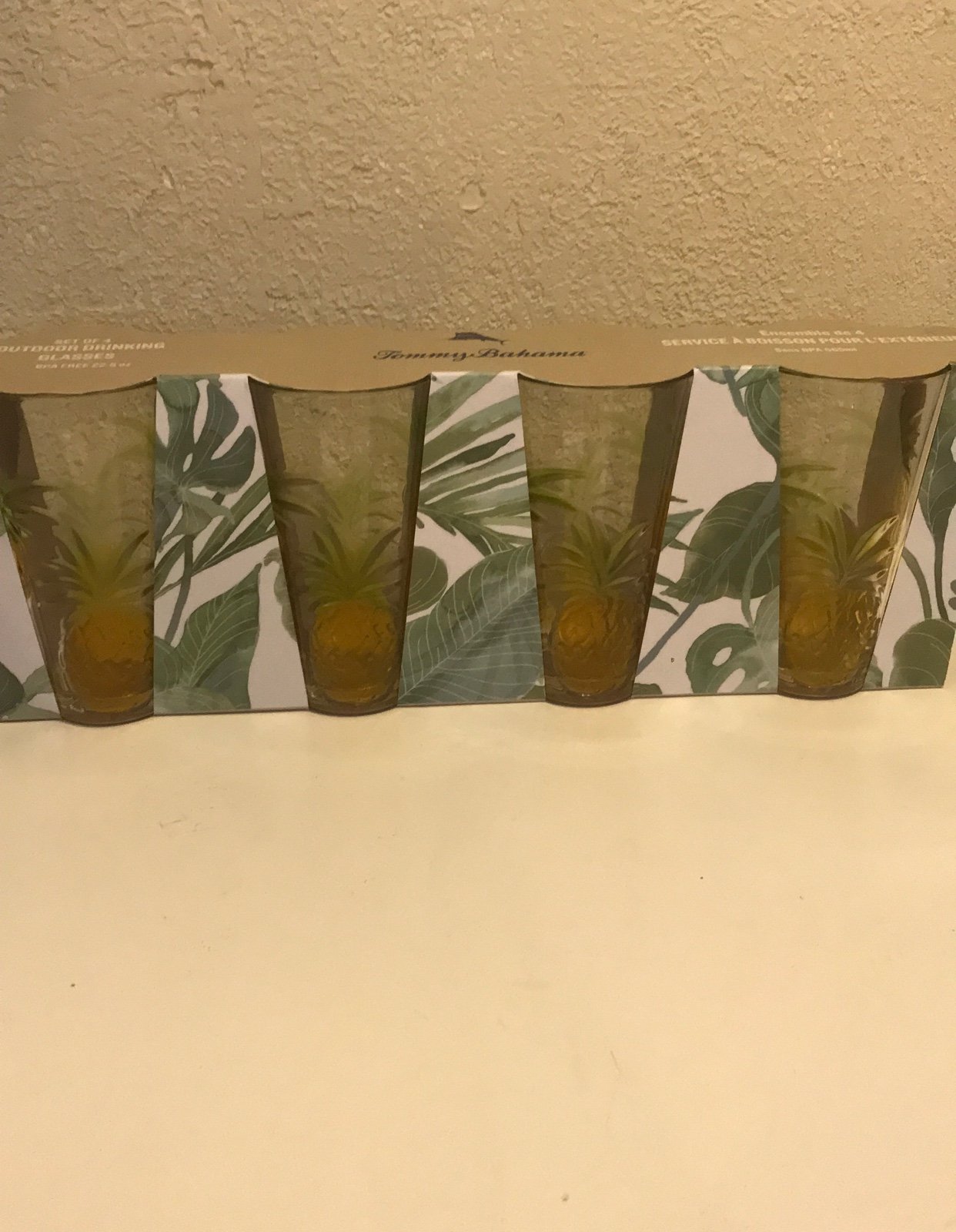 Tommy Bahama Set of 4 Outdoor Drinking Glasses 22.5 oz BPA free NEW