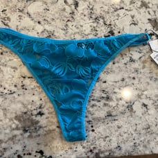 Suzy Black Blue Lace Thong- Size XL
