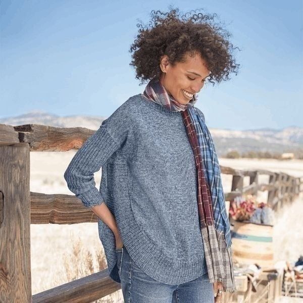 Sundance Womens Blue Oversized Side Slit Slouchy Circular Hem Valeria Sweater Me