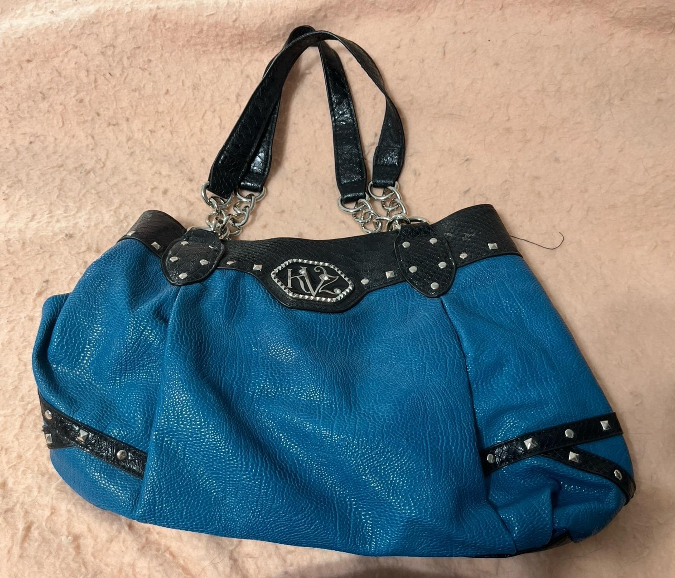 KATHY VAN ZEELAND BLUE BLACK HANDBAG PURSE