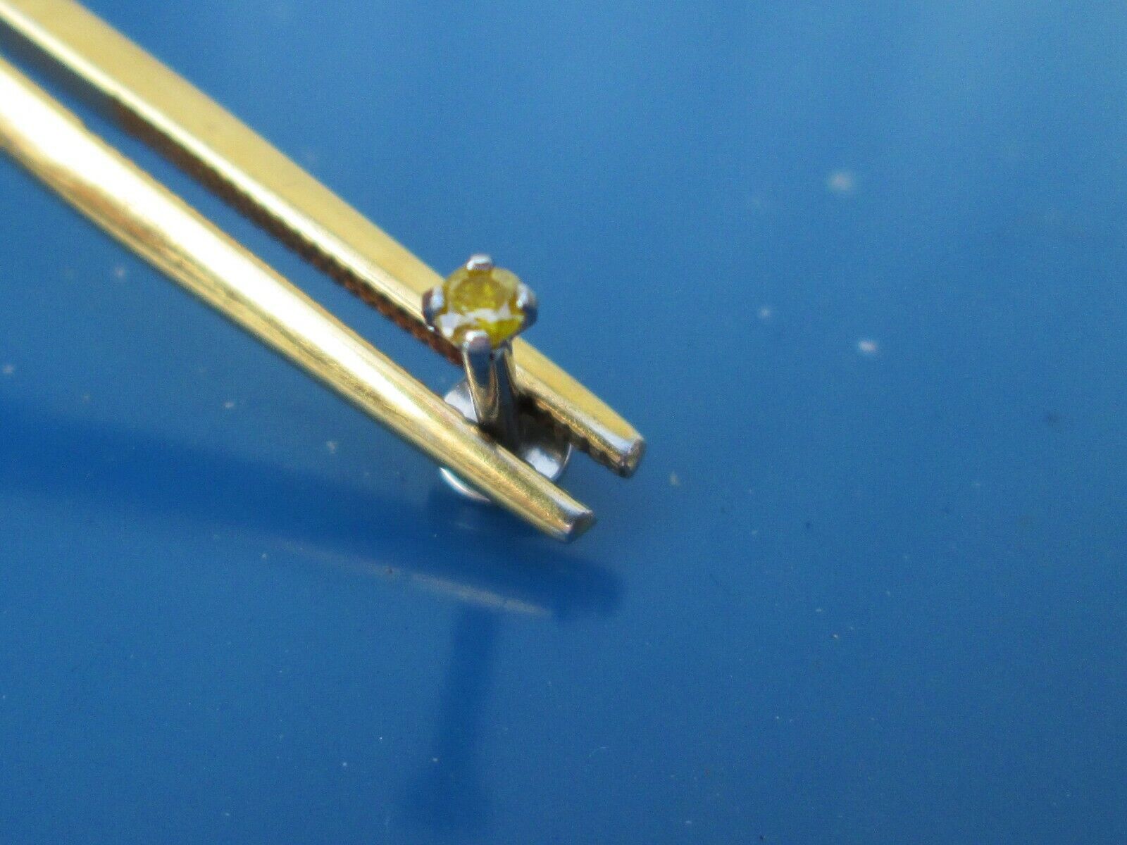 2.18mm SPARKLING YELLOW DIAMOND LABRET MONROE *CERTIFICATE* 1/4\ 