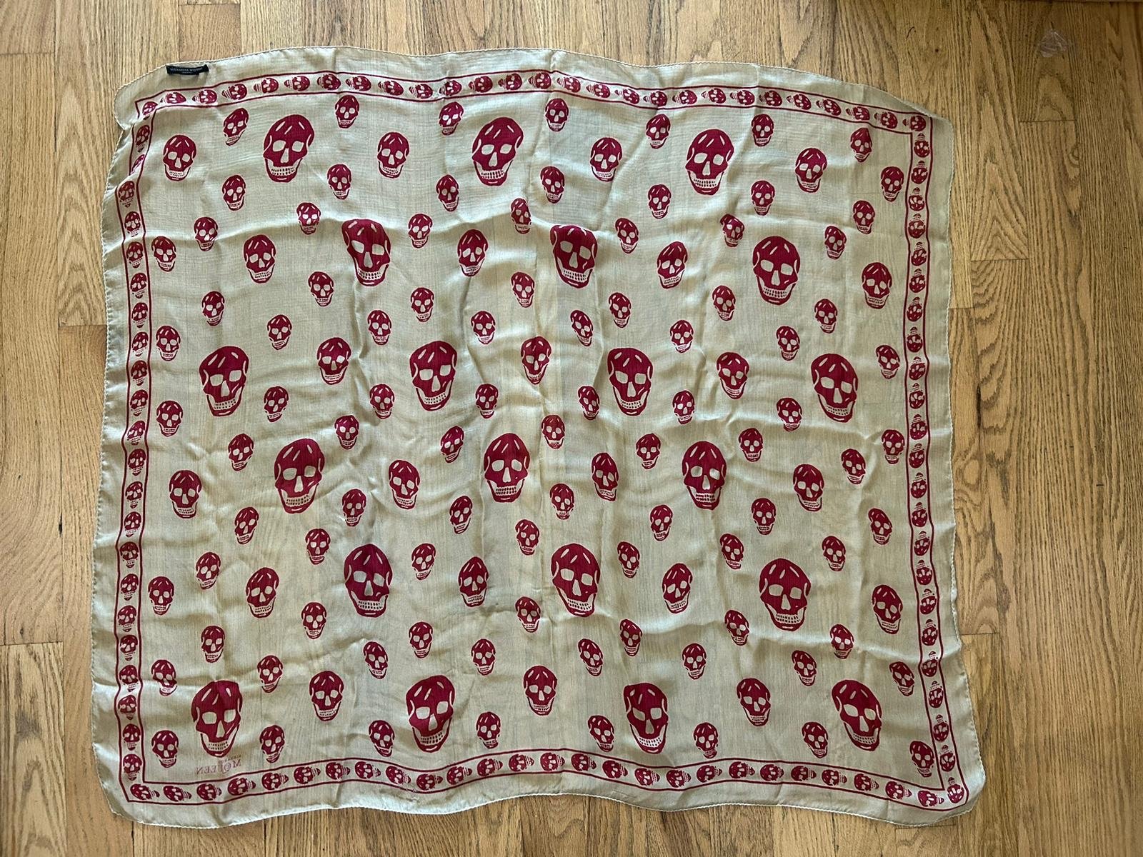 Alexander McQueen Red Skull Print Scarf