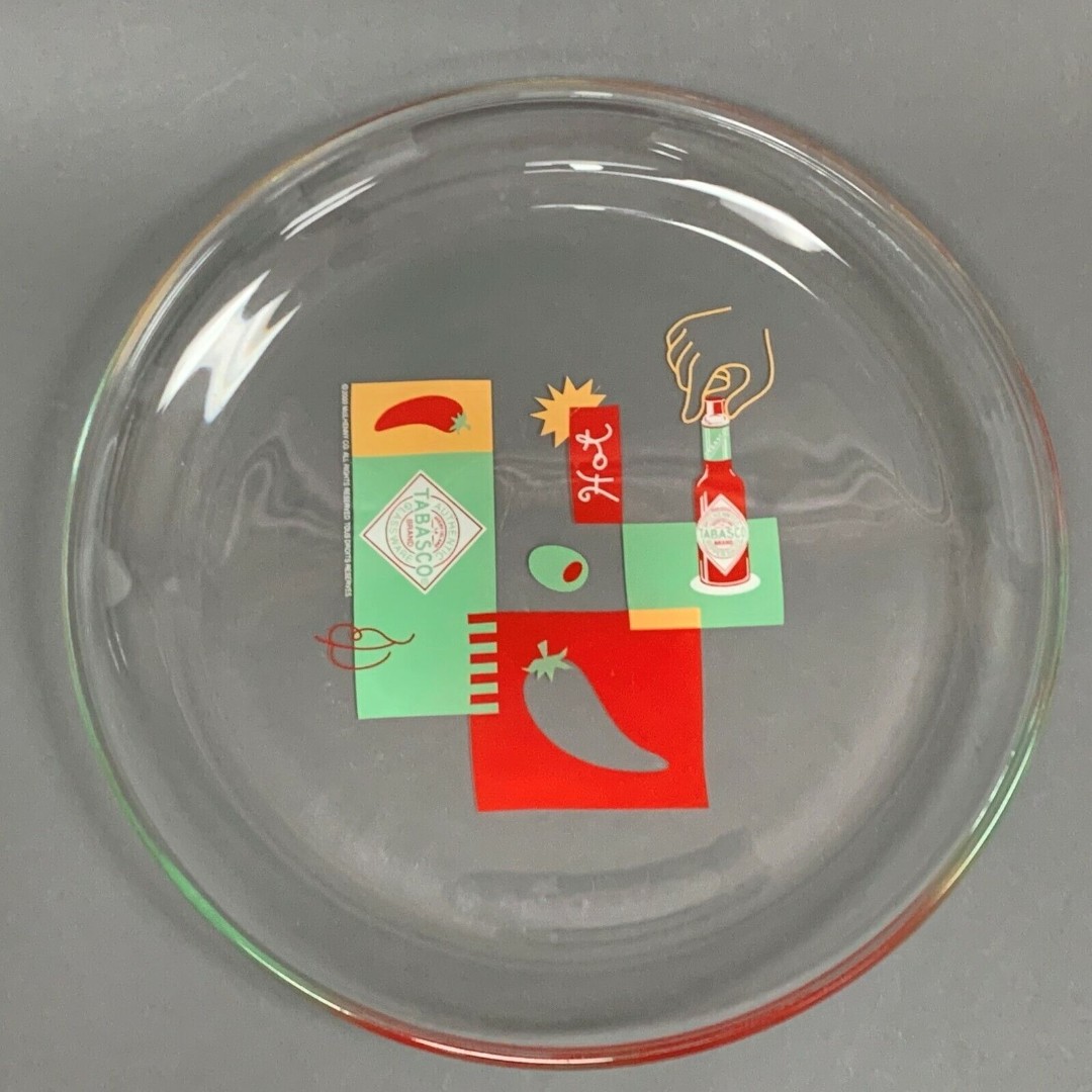 2000 Tabasco Hot Sauce Authentic Glassware Glass Serving Tray Plate Platter 12