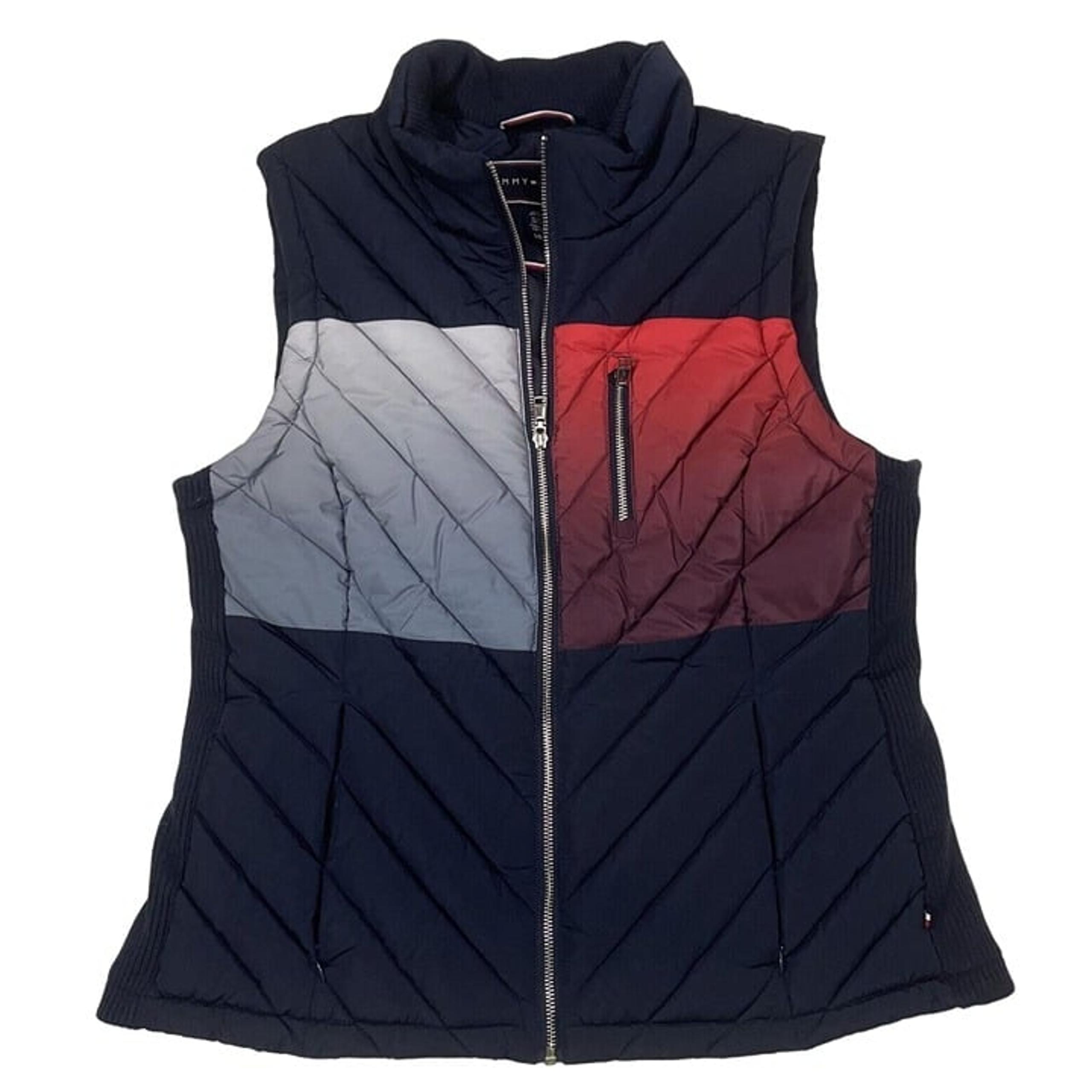 Quilted Vest Blue Red White womens large - Tommy Hilfiger