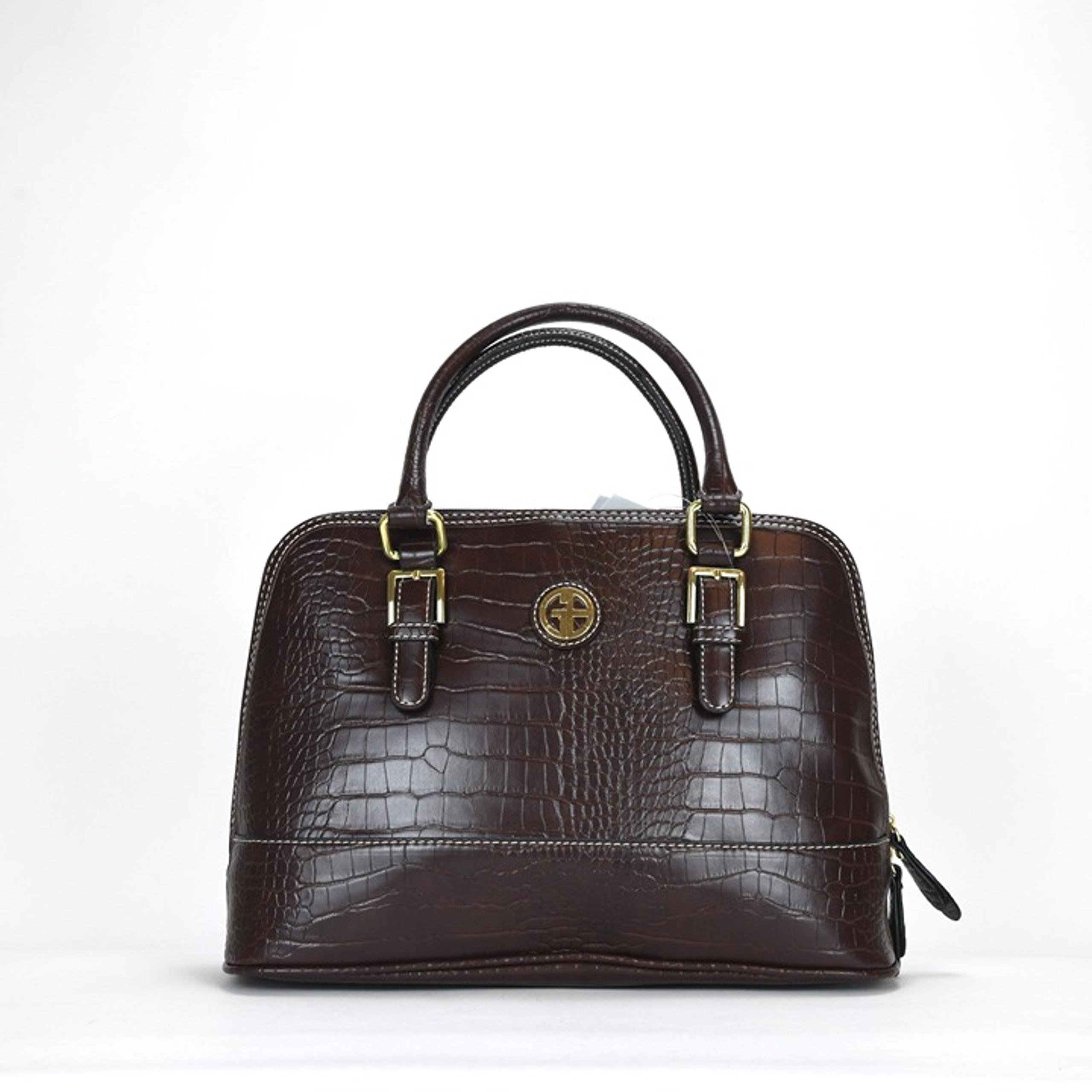 Giani Bernini Croc Dome Medium Satchel - Chocolate