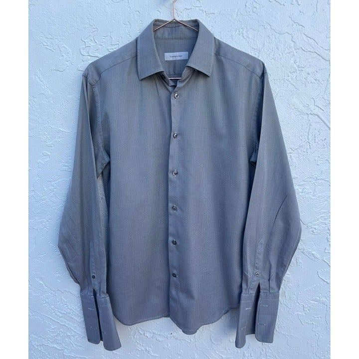 Ermenegildo Zegna Mens Long Sleeve Button Down Dress Shirts Gray Sz 39 15.5
