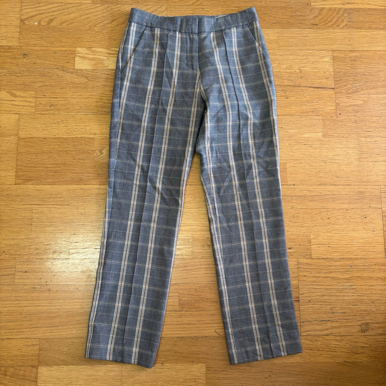Maje Black Plaid Preppy Quiet Luxury Career Academia Straight Leg Pants 2/28