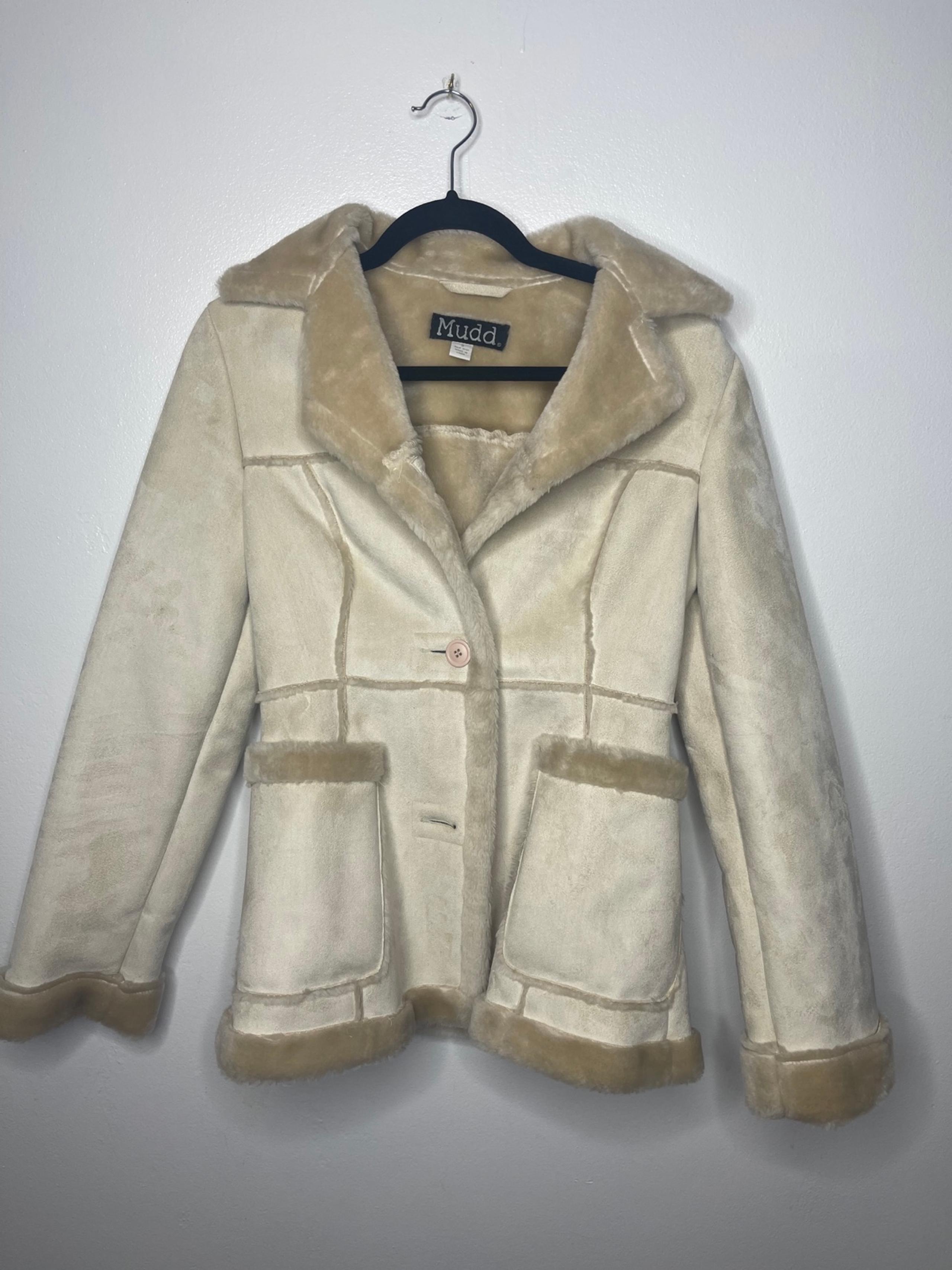 Vintage Mudd 90s Tan Faux Sued Fur Winter Coat