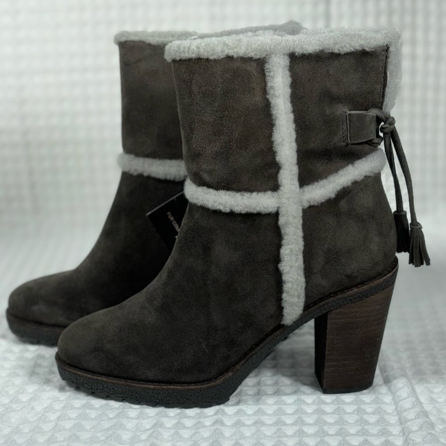 NWT FRYE Jen Suede Shearling Boots Smoke Color Women’s Size 7.5. No Box.