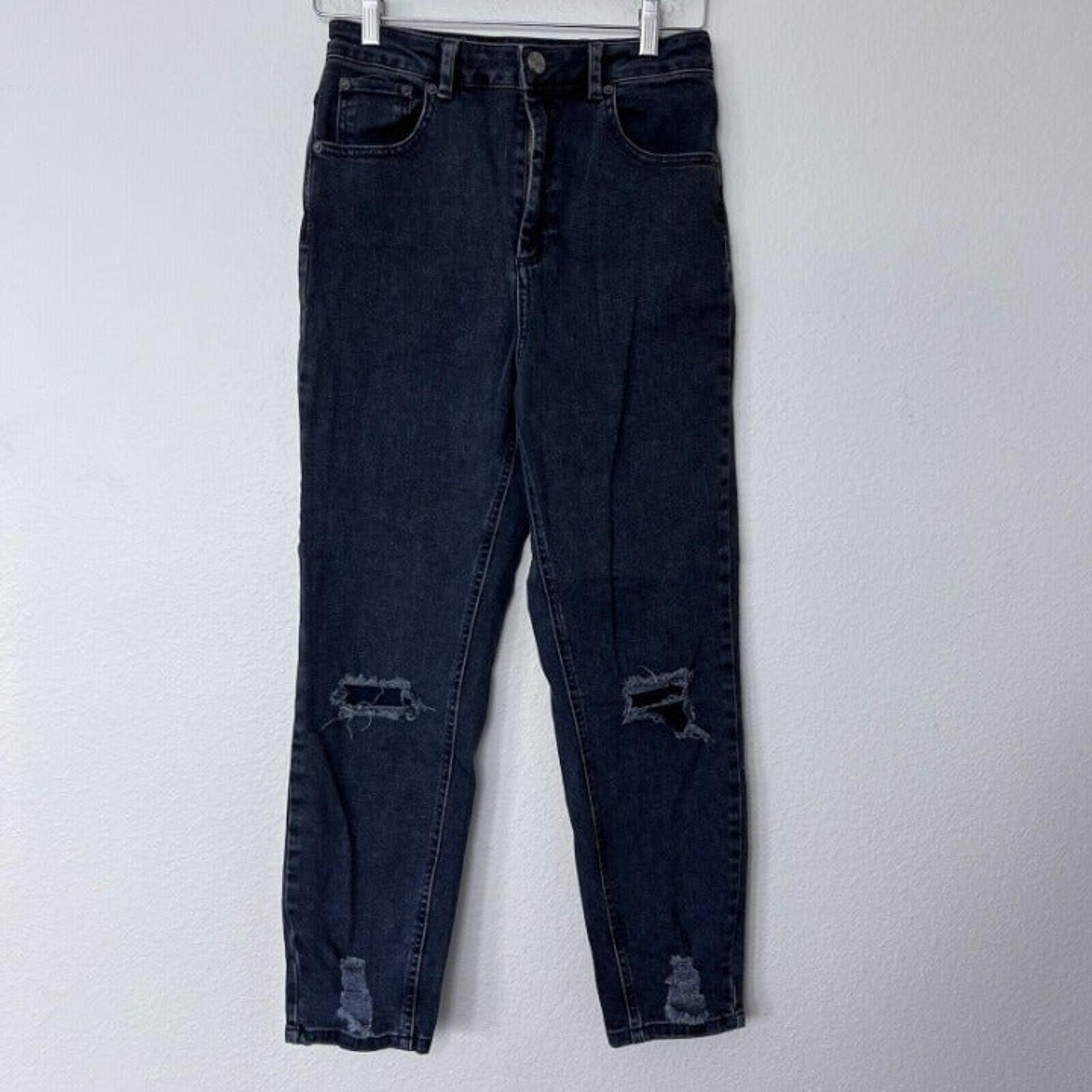 ASOS black faded straight leg jeans womens size W30 L30 high waisted Distressed