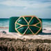 Day Lor Cinch Belt S/M Teal Green Elastic Gold Tone Buckle 80s Enameled Stretch.