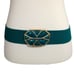 Day Lor Cinch Belt S/M Teal Green Elastic Gold Tone Buckle 80s Enameled Stretch.