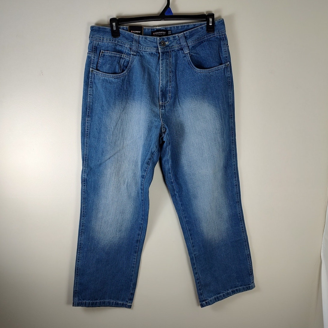 Southpole Y2K baggy streetwear washed out deadstock jeans mens 36x30 nwt