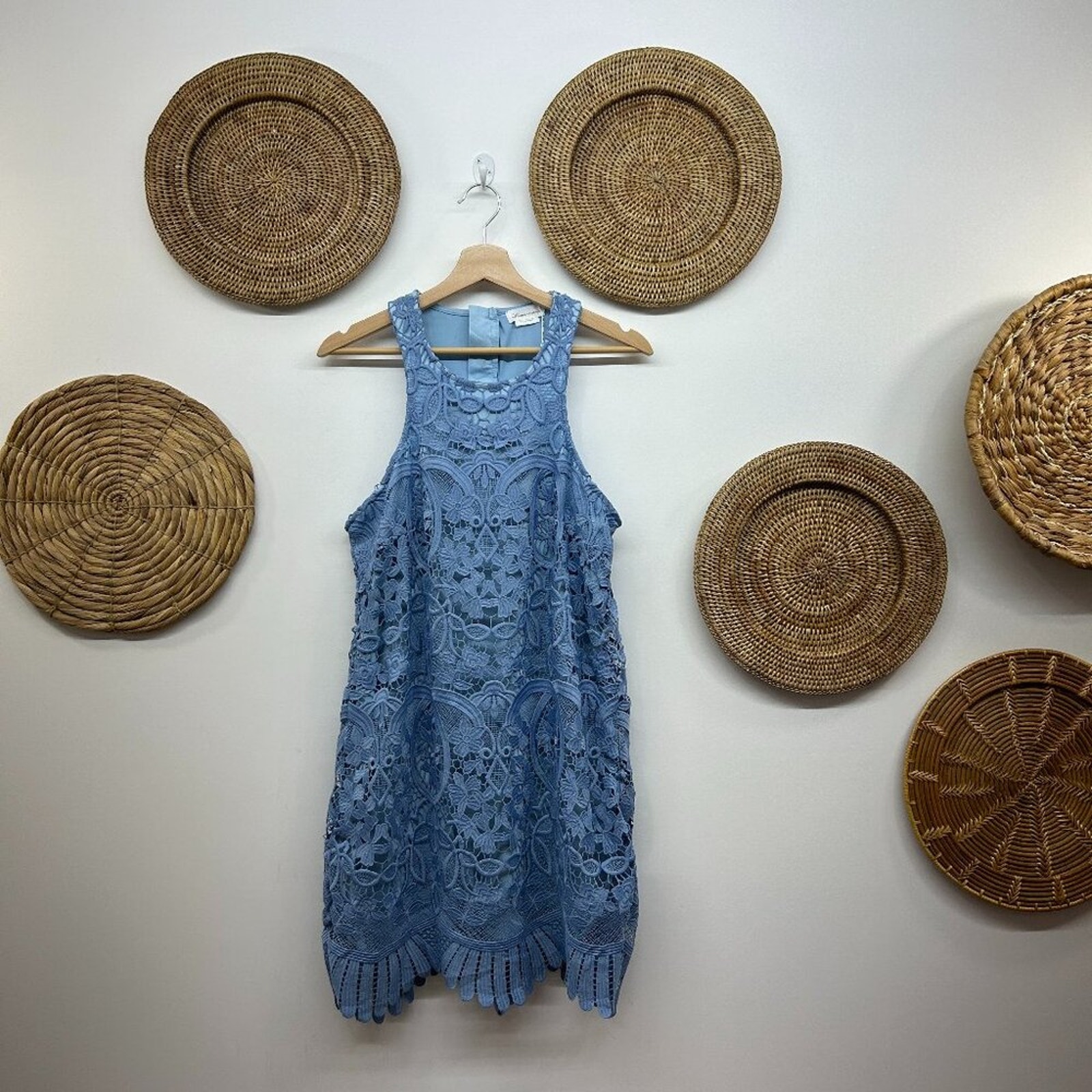 NEW 180 Revolve Lovers + Friends Baby Blue Lace Sleeveless Mini Dress Small