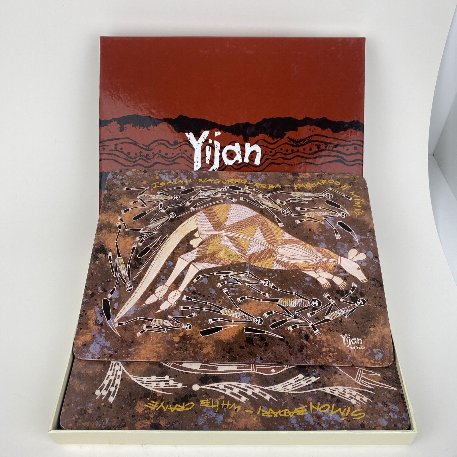 Set Of 6 new Yijan Australia Traditional Artist Painting Cork Backed Placemats