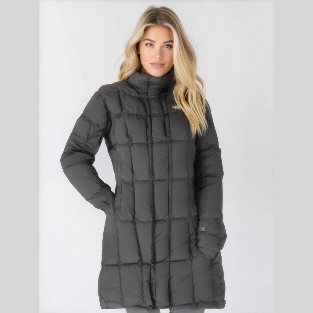 Women's The North Face Down Puffer Coat Size S Gray