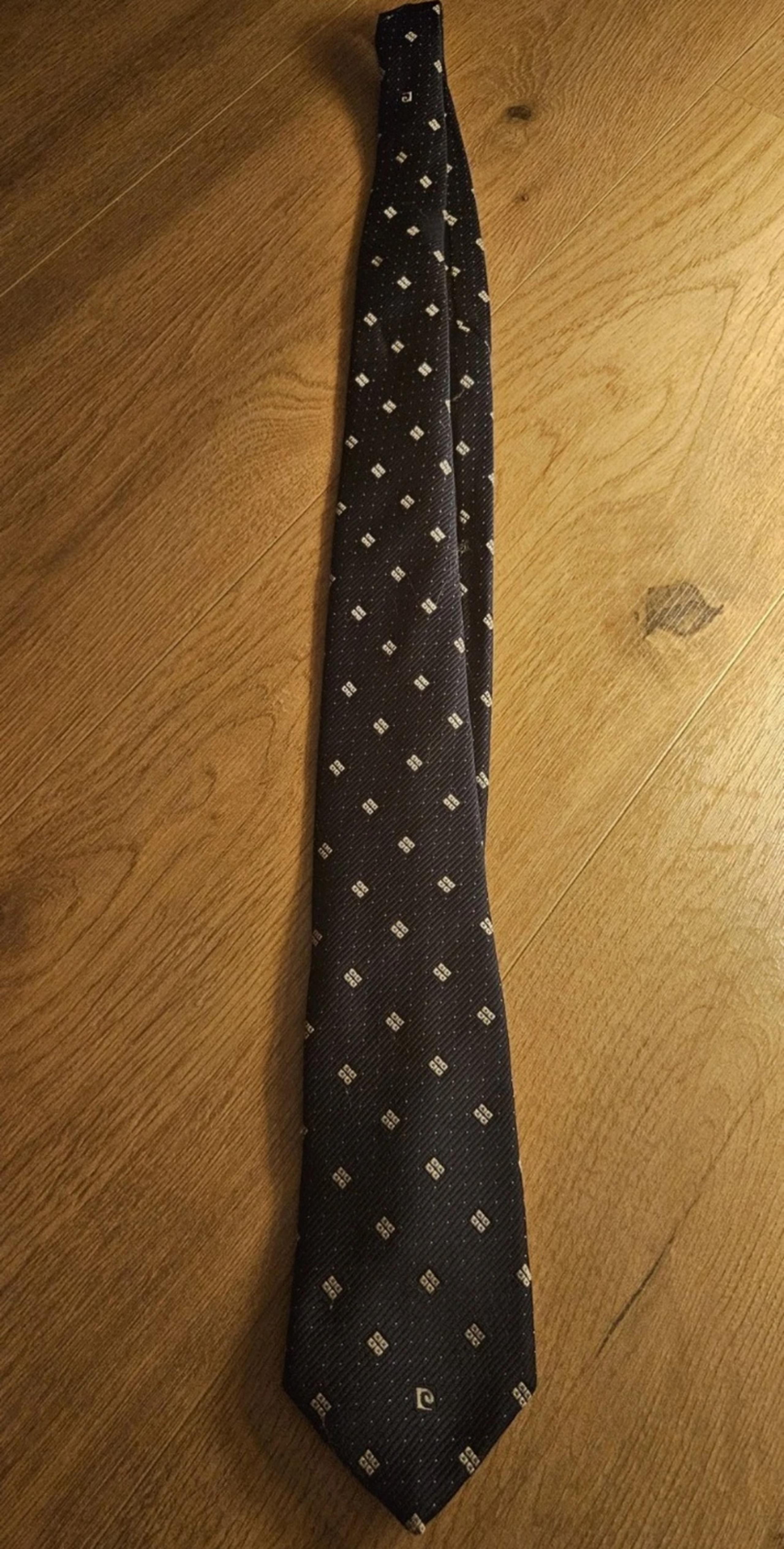 Mens Neck Tie Blue White Signature Logo 54" - Pierre Cardin