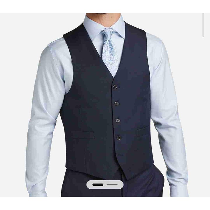 NWT Lauren Ralph Lauren Navy Wool Check Plaid Mens Vest 44 Regular