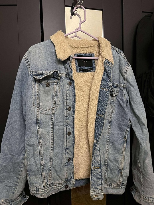 Zara Men's Denim Sherpa Lined Denim Jean Jacket