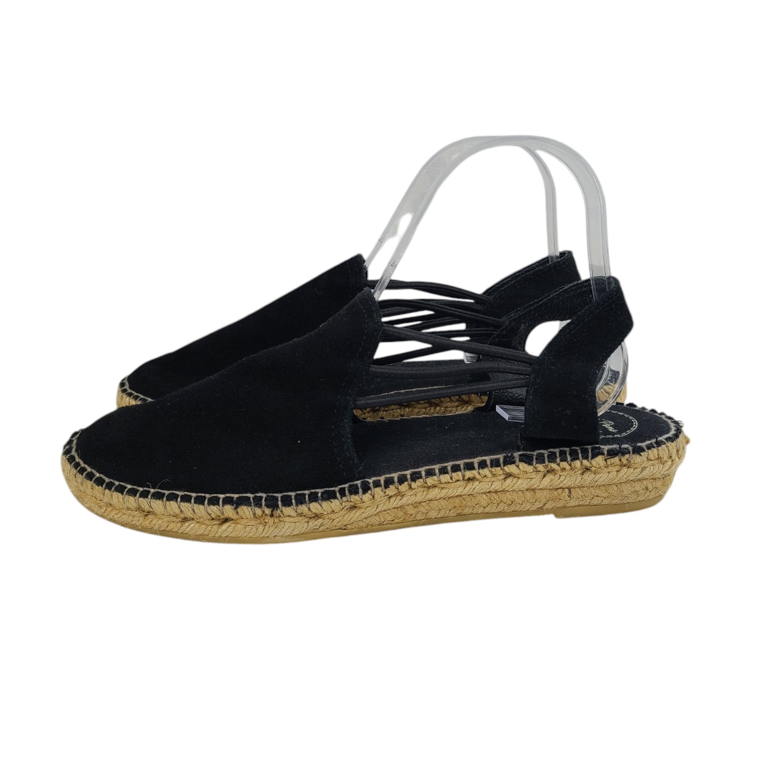 Toni Pons Nuria black suede leather strappy low wedge espadrilles size 41/10