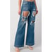 Uniq by Litz Womans Jeans 25/1 Distressed Flare Dark Wash Mid Rise Boyfriend
