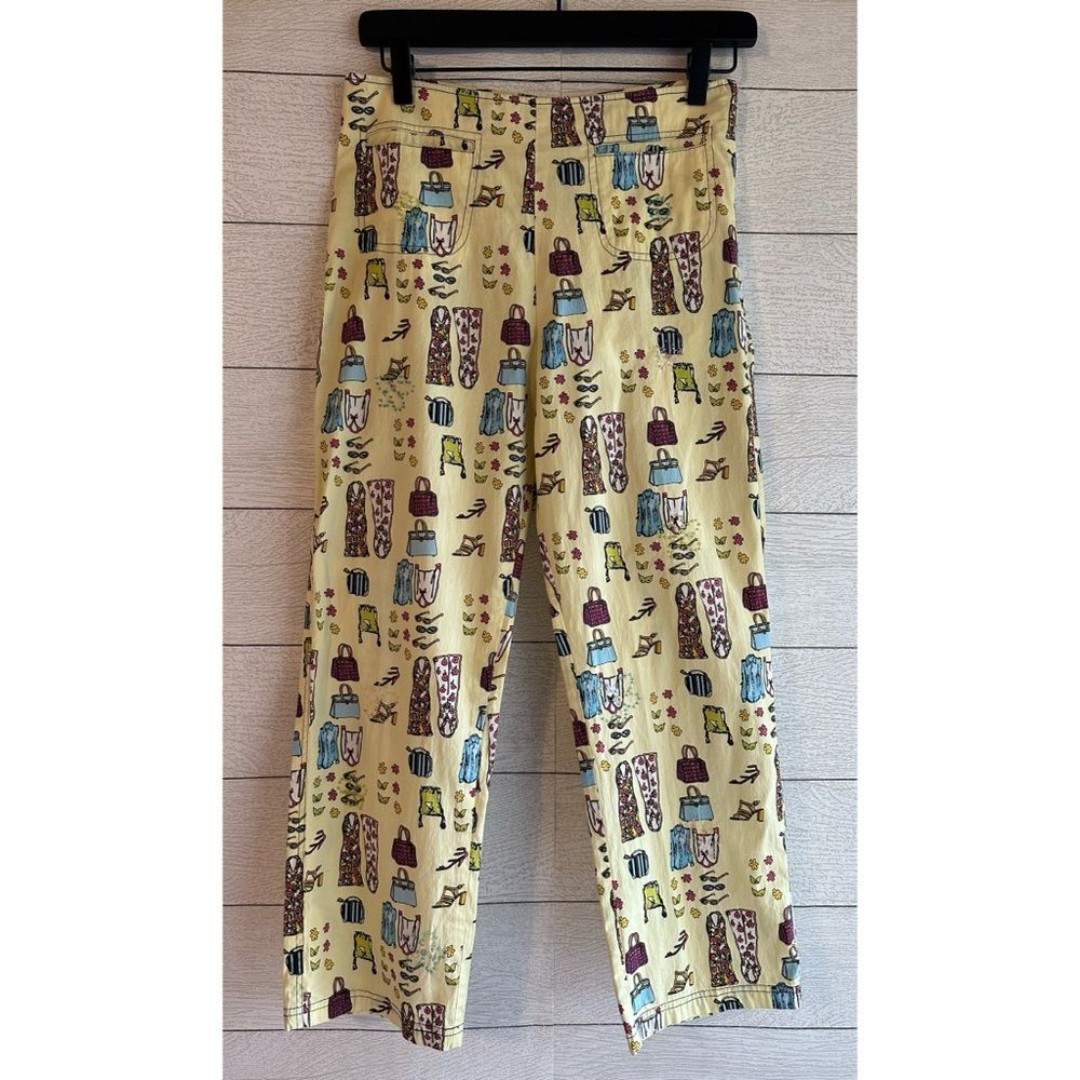 Vintage HavenBleu Retro Pattern Patch Pocket Beaded Capri Crop Pants XS