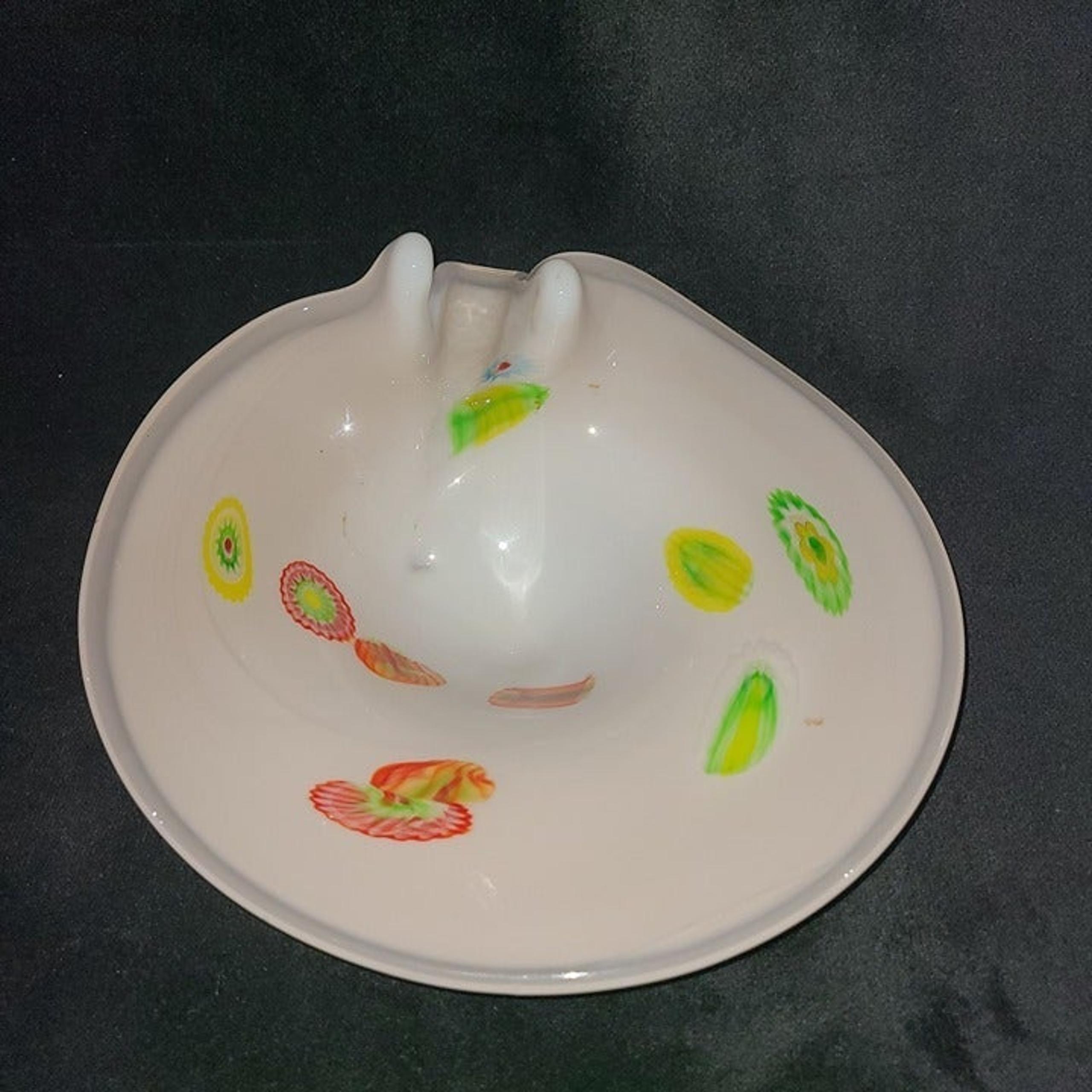 Murano Fratelli Toso large gray bowl with millefiori
