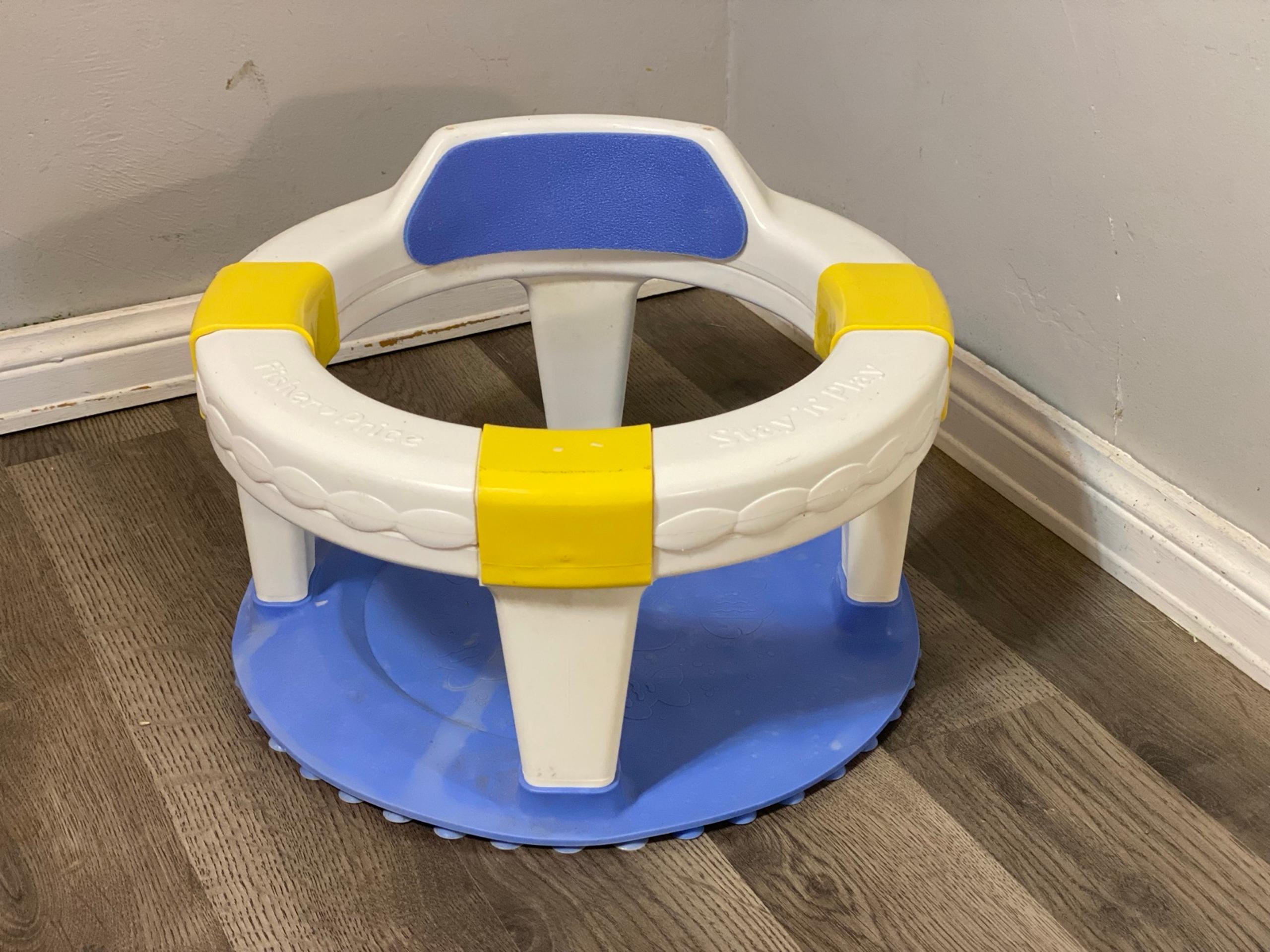 Vintage Fisher Price Baby Bathtub Seat Stay N’ Play Bath Ring