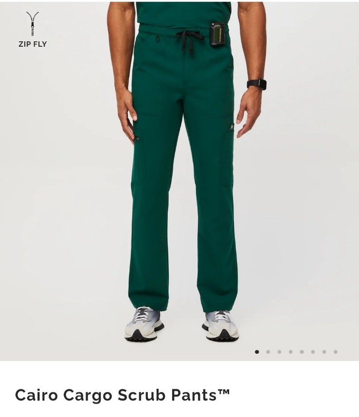 Figs Mens Cairo Cargo Short Scrub Pants Small Forest Green