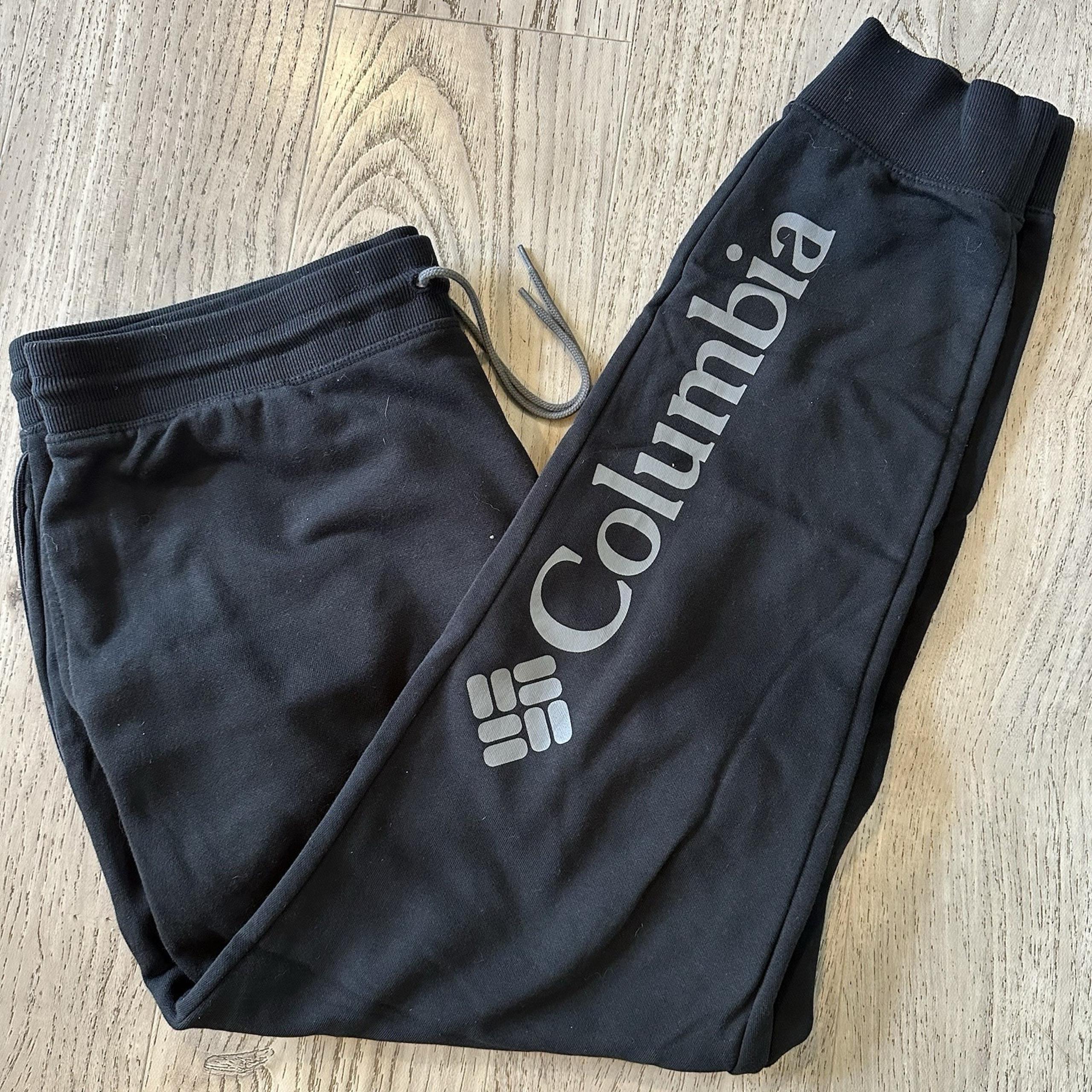Columbia Fleece Joggers Mens XL Black Spellout Logo Sweatpants Stretch