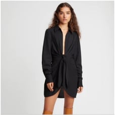 Choosy Crosby Black Long Sleeve Tie Front Plunge V-Neck Mini Dress Size 0